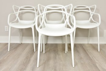 Set Of Four Modway Modern White Loop Dining Side Chairs (RETAIL $723)