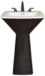 NEW! Kallista Papion Gun Metal Pedestal Sink, Mirror And Taper Faucet (RETAIL $6,052)