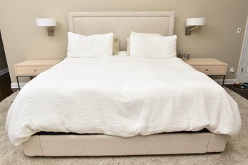 Restoration Hardware King Size Wallace Bed In Belgian Linen (RETAIL $2,251)