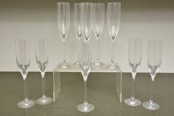 Set Of Ten Orrefors Crystal Champagne Glasses