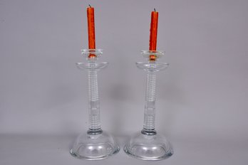 Pair Of Baccarat Crystal Candlestick Holders
