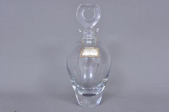Lalique Crystal Brandy Decanter With Sterling Hangtag