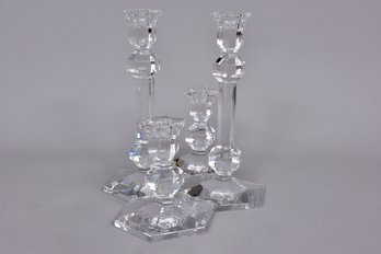 Set Of Four Val St. Lambert Crystal Candlestick Holders