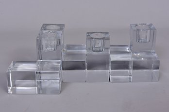 Set Of Four Baccarat Cubist Candlestick Holders