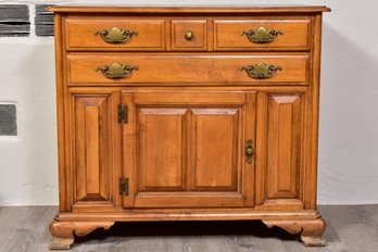 Vintage Solid Maple Wood Buffet Cabinet