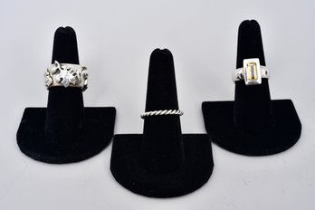 Three Sterling Silver Rings