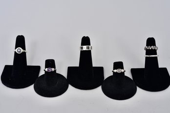Six Sterling Silver Rings