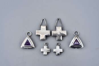 Six Sterling Silver Charm Pendants