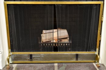 Regency Style Vintage Brass Fireplace Screen