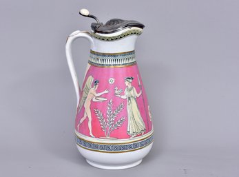 Antique Victorian Carafe Pitcher With Classic Ancient Greek Design