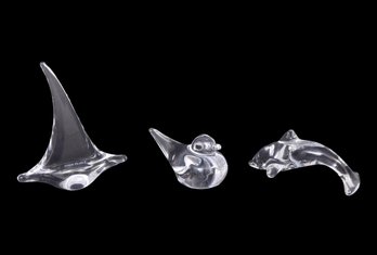 Daum France Dolphin And Duck, Simon Pearce Sailboat