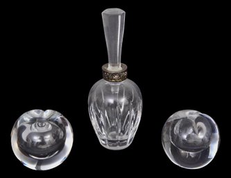 Kosta Boda Candlestick Holders And Perfume Bottle