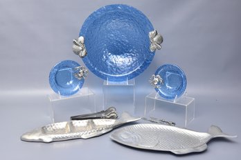 Collection Of Fish Themed  Platters And More