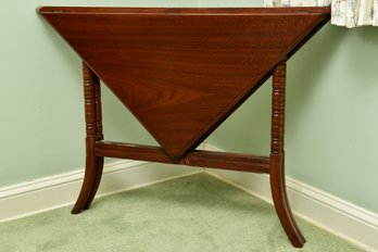 Antique English Handkerchief Drop Leaf Hide-a-way Corner Table
