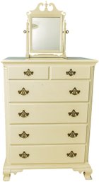 Antique White Cottage Shabby Chic English Country Upright Tall Dresser And Mirror