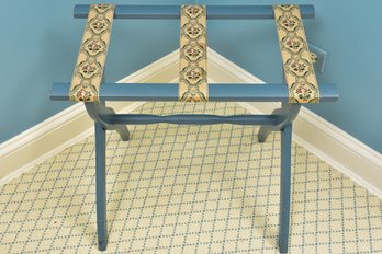 Vintage Scheibe Wood Luggage Suitcase With Tapestry Fabric Straps