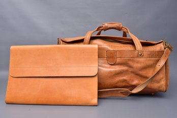 Hartman Leather Duffle Bag And Leather Laptop Portfolio