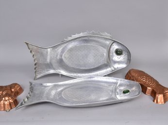 Pair Of Arthur Court Pewter Large Fish Plates And More