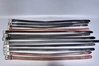Collection Of 12 Leather Belts In Various Sizes