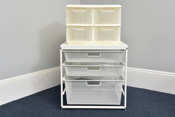 The Container Store Elfa Three Drawer Storage Unit And More