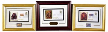 Set Of Three Norman Rockwell Framed First Day Of Issue Postal Covers