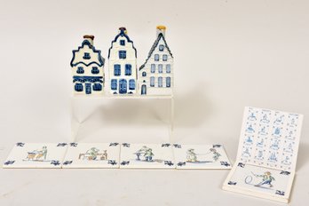 Set Of Three Vintage Simon Rynbende & Sons KLM Brandy Containers And Set Of Five KLM Business Class Coasters