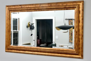 Mid-century Multi-step Grooved Gilt Wood Framed Beveled Edge Mirror