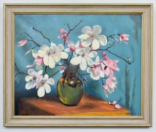Signed Gregory Michael Oil On Canvas Still Life Floral Painting