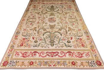 French Aubusson Floral Tapestry Rug With Ornate Classical Motifs