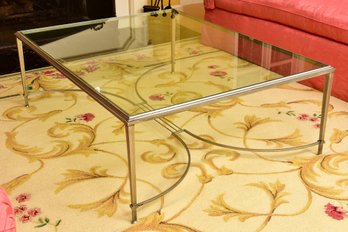 Steel Cocktail Table With Glass Top