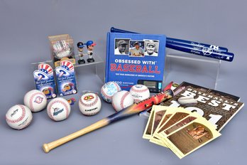 Collection Of Baseballs, Books, Bats And More