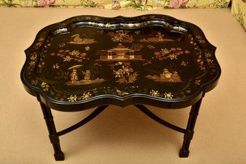 Chinoiserie Lacquered Tray Top Cocktail Table