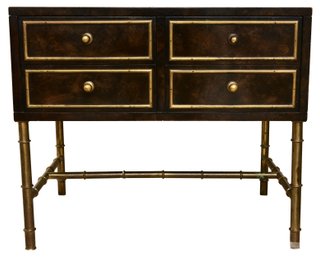 Bernhard Rohne For Mastercraft Mid-Century Burlwood And Brass Night Stand