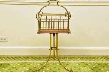 20th Century Brass And Oak Magazine Stand With Claw Feet