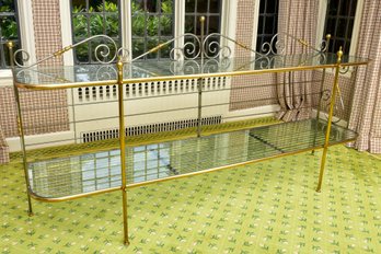 Two Tier Baker's Rack Console Table With Glass Top