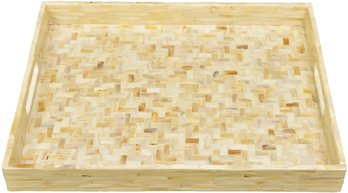 Tozai Home Mother Of Pearl Cream Herringbone Tray