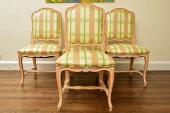 Set Of Four Custom Made Vinyl Upholstered Dining Room Chairs
