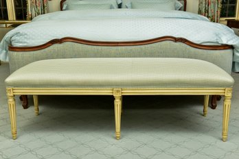Louis XV Style Custom Upholstered Plaid Silk Bench