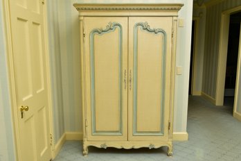French Country Custom Painted Wood Wardrobe Armoire