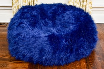 Pottery Barn Teen Himalayan Faux-Fur Navy Bean Bag Chair