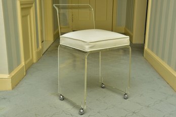 Lucite Vanity Stool On Casters