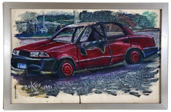 Signed Konstantin Bokov (Ukranian-American, B. 1940) Painting Of A Car Dated 1991