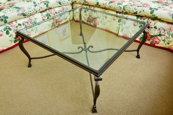 Iron Glass Top Cocktail Table