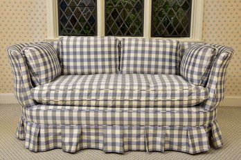 Plaid Single Cushion Ruffled Loveseat
