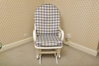 Dutailier Rocking Glider Chair With Plaid Cushions