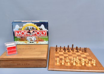 Collection Of Games - Chess, Scrabble, Monopoly And Table Topics
