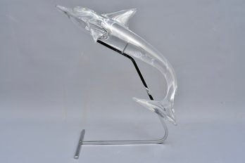 Daum France Large Crystal Dolphin Sculpture