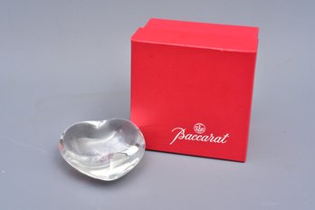 Baccarat Heart Shaped Crystal Paperweight With Original Box