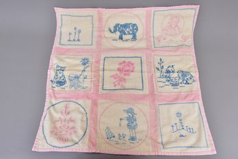 Vintage Embroidered Baby Quilt