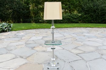 Lucite And Glass Table Floor Lamp